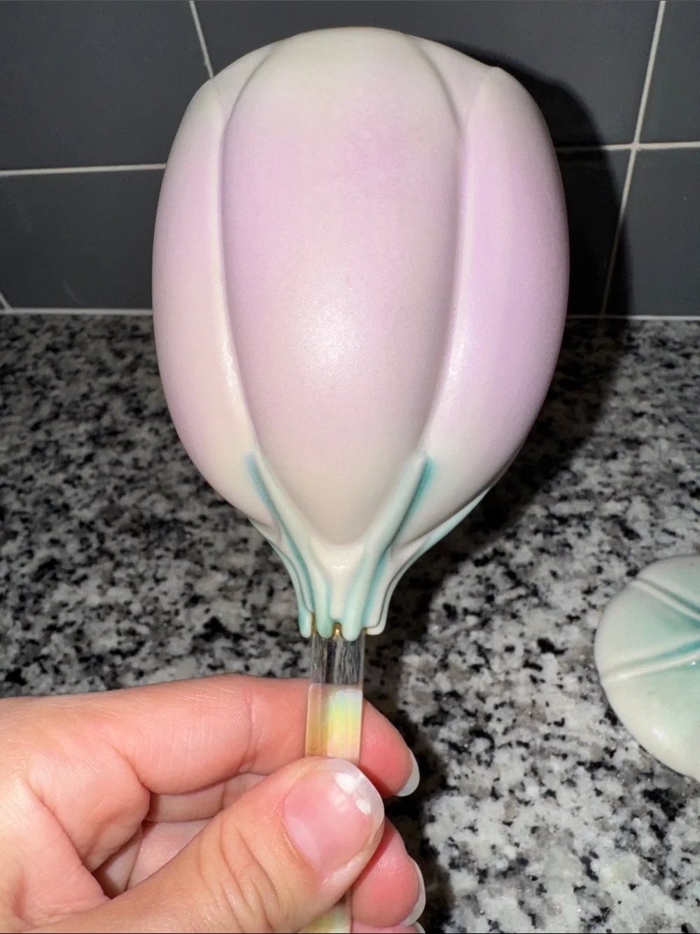 Pair of Pink Petal-Edged Ceramic Wine Glasses